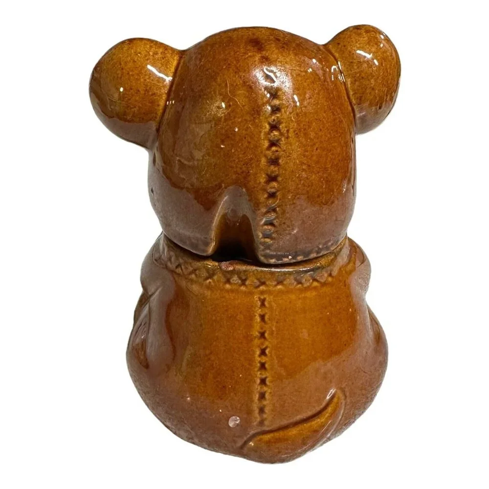 Vintage 1982 Houston Foods Ceramic Bear Honey Pot Container Jam Jar Hand Painted